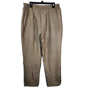 Personal Choice Womens Pants Size Large Tan 100% Silk Pull On Drawstring Lined
